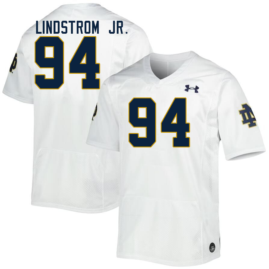 Men #94 Eric Lindstrom Jr. Notre Dame Fighting Irish College Football Jerseys Stitched-White